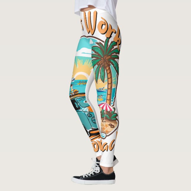 Less Work More Beach for Summer Vacation Leggings (Vänster)