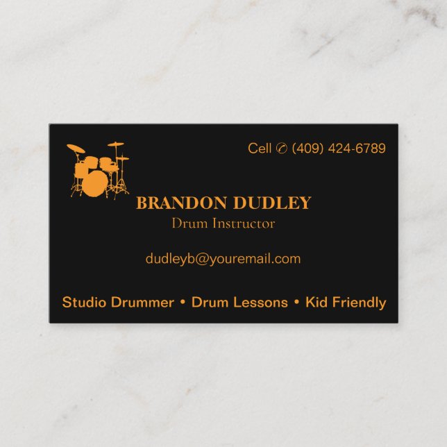 Lessar för truminstruktör | Basic Semi Gloss Buss Visitkort (Framsida)