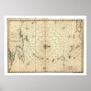 Lesser Antilles Karta 1650 Poster