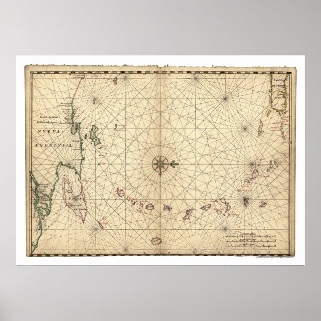 Lesser Antilles Karta 1650 Poster (Framsidan)