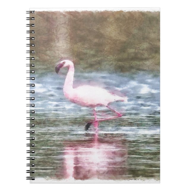 Lesser Flamingo Watercolor Anteckningsbok (Framsidan)
