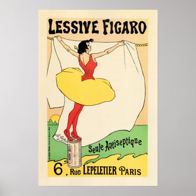 Lessivt Figaro Soap Tvätt tvättmedel Gammalt Paris Poster (Framsidan)