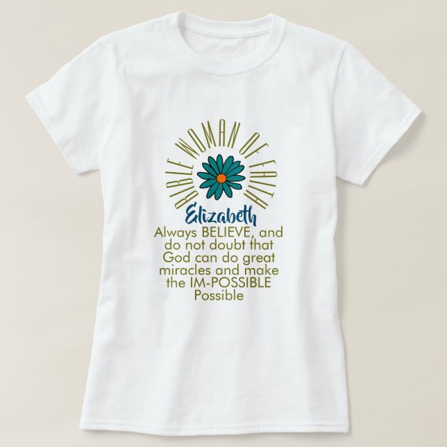 Lesson Fr Bible Women of Faith Elizabeth Christian T Shirt (Design framsida)