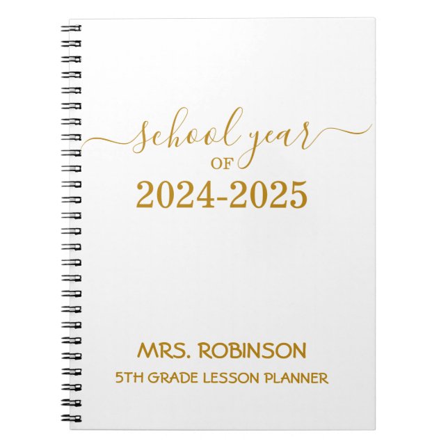 Lesson Planner Guld Script Gift Anteckningsbok (Framsidan)