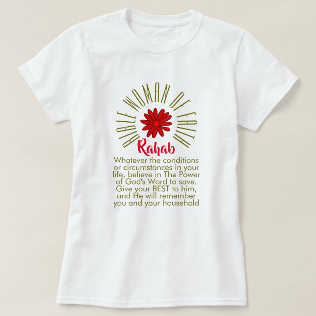 Lessons for Bible Women of Faith Rahab Christian T Shirt (Design framsida)