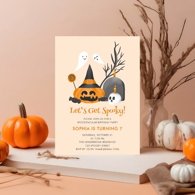 Lest få Spooky Cute Birthday Halloween Inbjudningar (Skapare uppladdad)