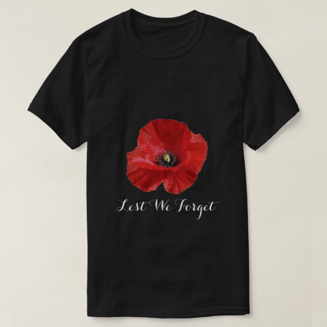 Lest vi glömmer den röda minnevallmon t shirt (Design framsida)
