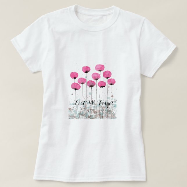 Lest vi glömmer rosa vallmor t shirt (Design framsida)
