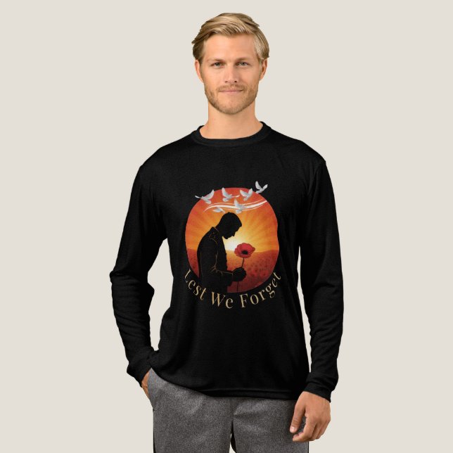 Lest We Forget – Remembrance Day Tribute Long Slee T Shirt (Hel framsida)