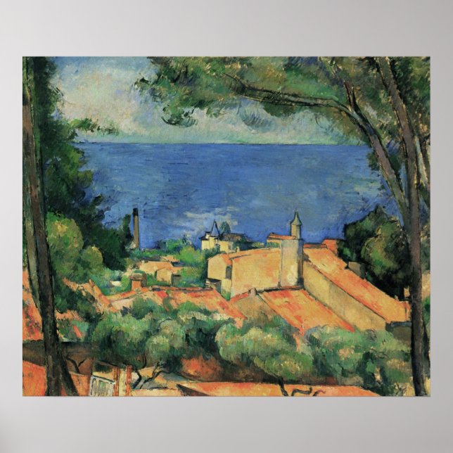 L'Estaque with Red Tak - Paul Cezanne - c1883 Poster (Framsidan)