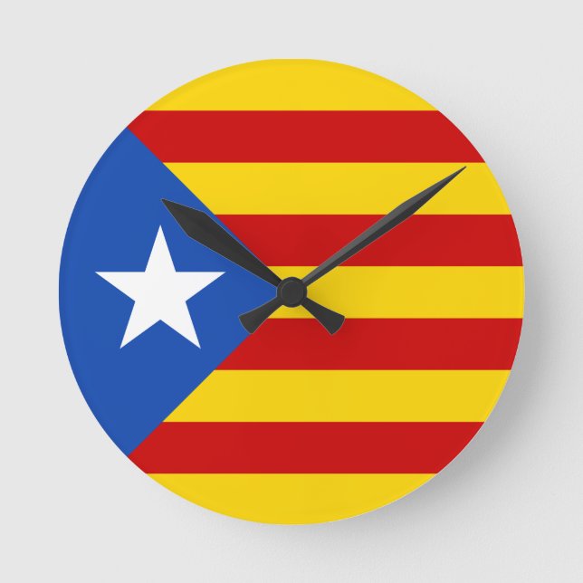 ’L'Estelada Blava’ Catalan Independence Flagga Rund Klocka (Framsida)