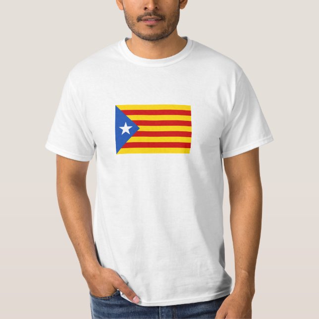 L'Estelada Blava Catalan Independence Flagga T Shirt (Framsida)