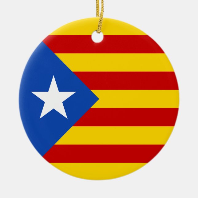 "L'Estelada Blava" Catalan självständighetflagga Julgransprydnad Keramik (Framsidan)
