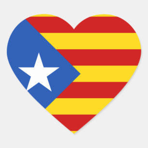 ""L'Estelada Blava" katalanska Flagga för oberoend Hjärtformat Klistermärke
