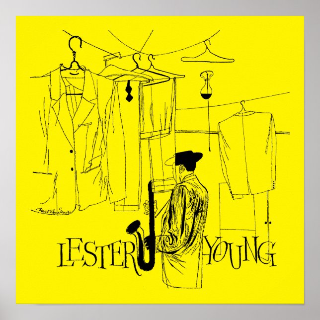 Lester Young Vintage Illustration Poster (Framsidan)