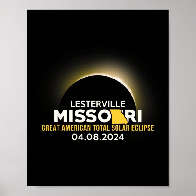 Lesterville Missouri Mo Total solförmörkelse 2024  Poster (Framsidan)