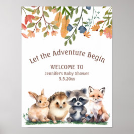  let adventure begin animals baby shower welcome poster