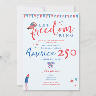 Let Freedom Ring 4th of July America 250 Patriotic Inbjudningar