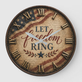 Let Freedom Ring Patriotic American Flag Stor Klocka