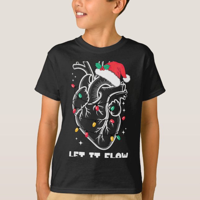 Let It Flow Anatomy Heart Santa Xmas  T Shirt (Framsida)