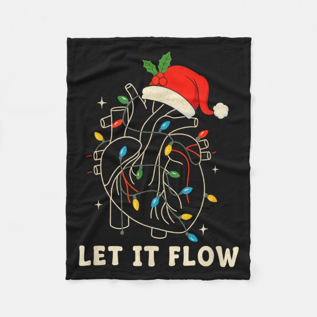 Let It Flow Funny Anatomical Heart Christmas, Medi Fleecefilt (Framsidan)