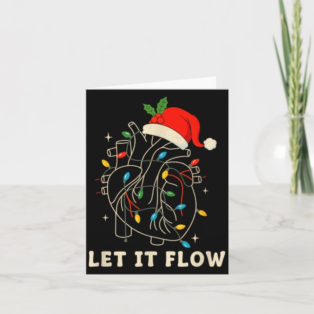 Let It Flow Funny Anatomical Heart Christmas, Medi Kort (Framsida)