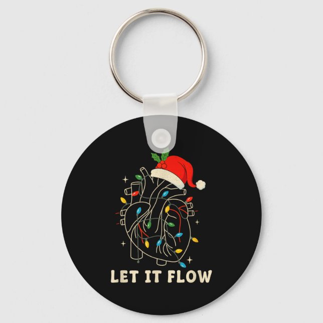 Let It Flow Funny Anatomical Heart Christmas, Medi Nyckelring (Framsida)