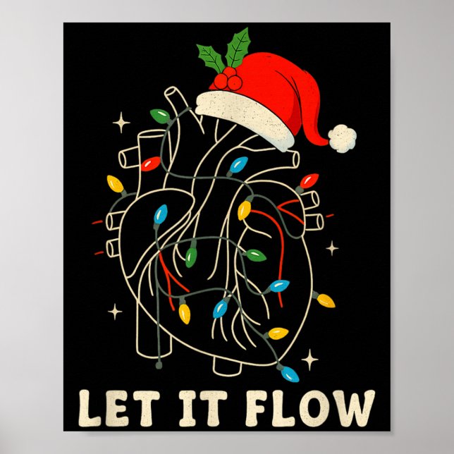 Let It Flow Funny Anatomical Heart Christmas, Medi Poster (Framsidan)