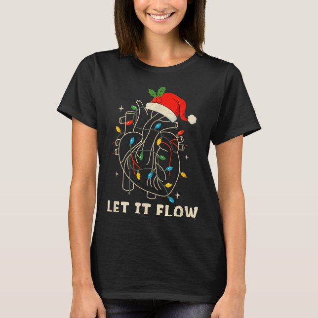 Let It Flow Funny Anatomical Heart Christmas, Medi T Shirt (Framsida)