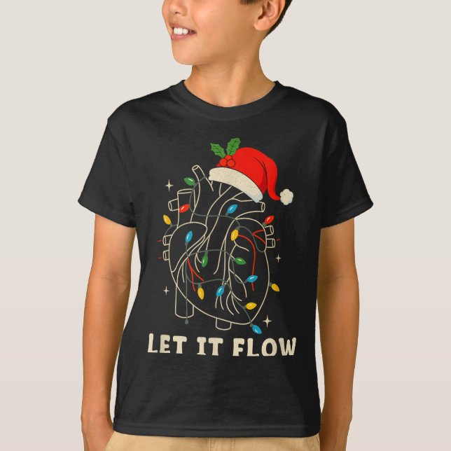 Let It Flow Funny Anatomical Heart Christmas, Medi T Shirt (Framsida)