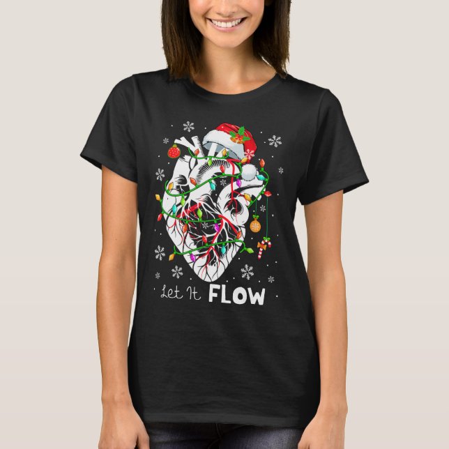 Let It Flowing Xmas Anatomy Santa Heart Part Cardi T Shirt (Framsida)