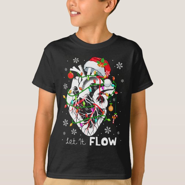 Let It Flowing Xmas Anatomy Santa Heart Part Cardi T Shirt (Framsida)