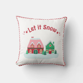 Let it Snow Christmas Village Throw Pillow Kudde