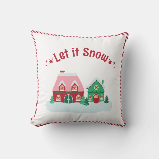 Let it Snow Christmas Village Throw Pillow Kudde (Framsida)