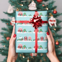 Let it Snow Christmas Village Wrapping Paper