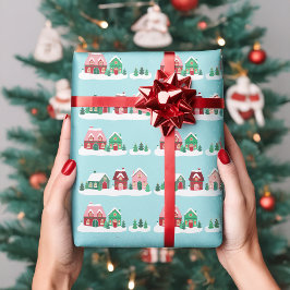 Let it Snow Christmas Village Wrapping Paper Presentpapper