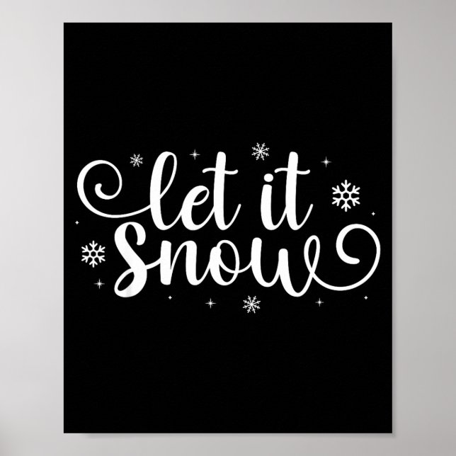 Let It Snow Cute Christmas Snowflakes Winter Holid Poster (Framsidan)