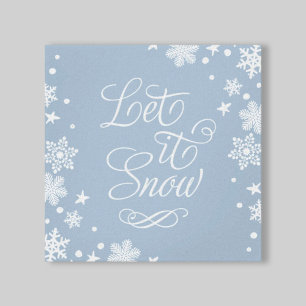 Let it Snow Dusty Blue Winter Snow Typography Canvastryck