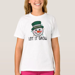 Let It Snow, Faux Crochet Snowman T Shirt