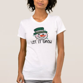 Let It Snow, Faux Crochet Snowman T Shirt