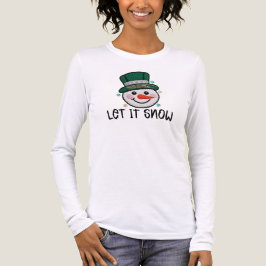 Let It Snow, Faux Crochet Snowman T Shirt