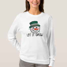 Let It Snow, Faux Crochet Snowman T Shirt