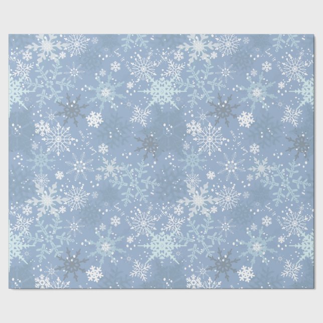 Let it Snow - Snowflakes on Cerulean Blue Presentpapper (Seam)