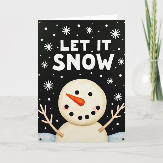 Let It Snow Snowman Card Kort (Framsida)
