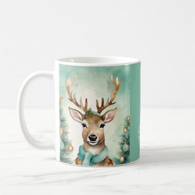 "Let It Snow" Turquoise & Gold Cozy Christmas Kaffemugg (Vänster)