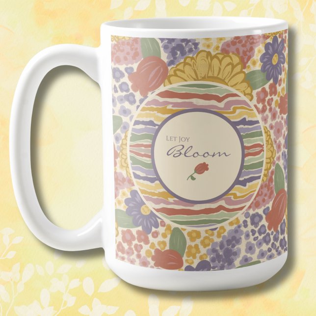 Let Joy Bloom – Floral Inspirational Coffee Mug Kaffemugg (Let Joy Bloom - Floral Coffee Mug with Cheerful Inspirational Design)
