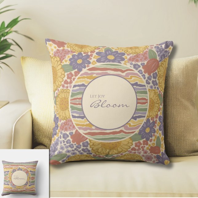 Let Joy Bloom Reversible Floral Throw Pillow  Kudde (Let Joy Bloom - Reversible Floral Throw Pillow with Inspirational Message)