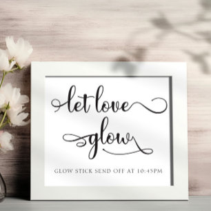 "Let kärlek Glow" Svartvit Bröllop-skylt