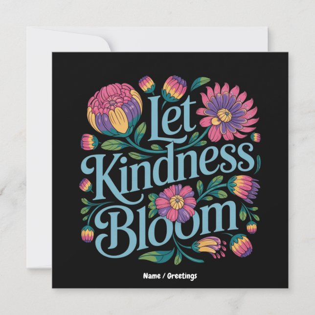 Let Kindness Bloom Be Kind Rainbow Flowers Inspire Inbjudningar (Framsida)