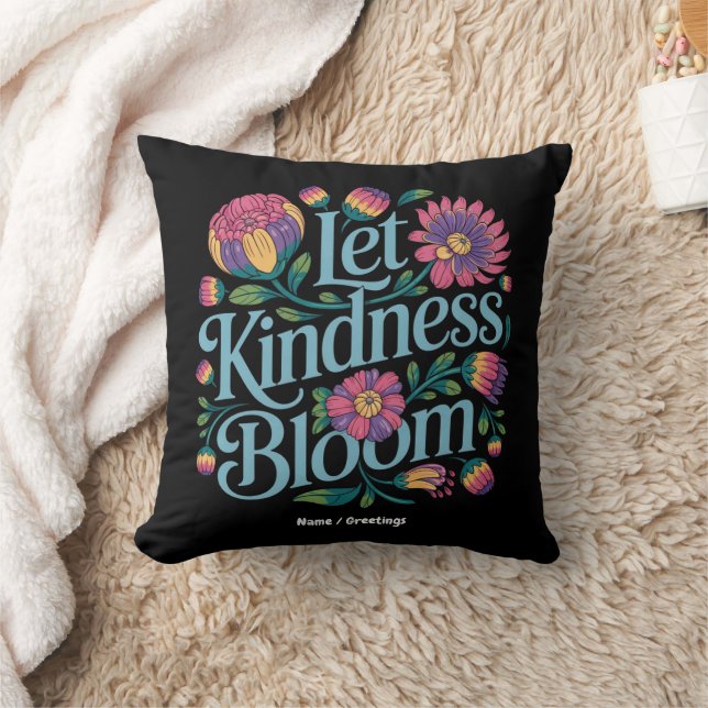 Let Kindness Bloom Be Kind Rainbow Flowers Inspire Kudde (Filt)